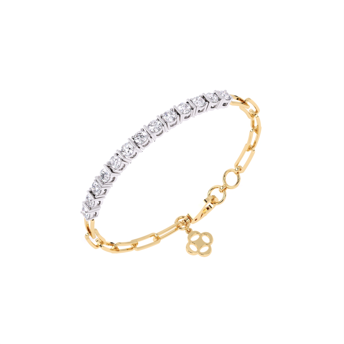 Round lab Diamond Gold Bracelet
